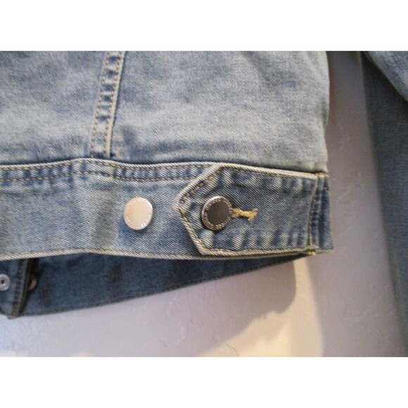 H&M Divided Womens Sz 8 Sherpa Lined Denim Jacket Blue Jean Coat Full Zip - Picture 5 of 9